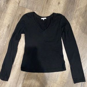 James Perse V-Neck Long Sleeve Black Shirt Size 2